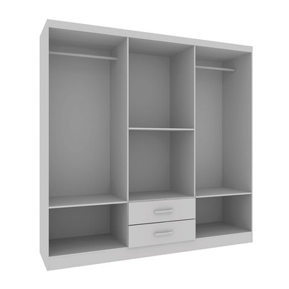 Guarda-Roupa Solteiro Atalaia 6 Portas 2 Gavetas com Espelho Cinamomo - Evidência Móveis