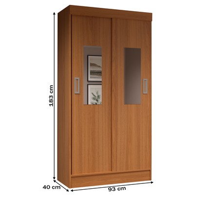 Guarda-Roupa Solteiro Berlim 2 Portas com Espelho Cinamomo - Evidencia Móveis