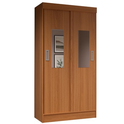 Guarda-Roupa Solteiro Berlim 2 Portas com Espelho Cinamomo - Evidencia Móveis