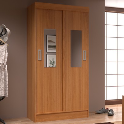 Guarda-Roupa Solteiro Berlim 2 Portas com Espelho Cinamomo - Evidencia Móveis