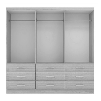 Guarda-Roupa Solteiro Bergamo 6 Portas 9 Gavetas com Espelho Preto - Evidencia Móveis