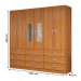 Guarda-Roupa Solteiro Bergamo 6 Portas 9 Gavetas com Espelho Cinamomo - Evidencia Móveis