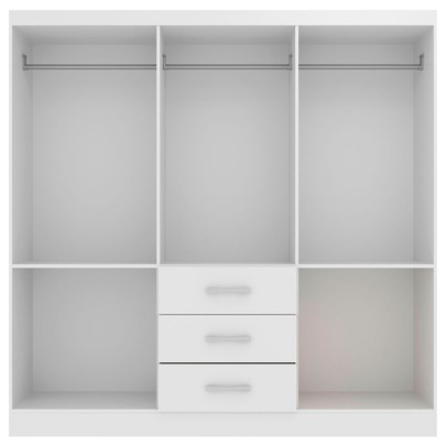 Guarda-Roupa Solteiro Sevilha 6 Portas 3 Gavetas com Espelho Branco - Evidencia Móveis