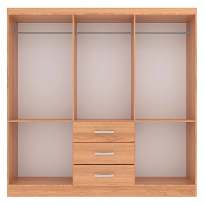 Guarda-Roupa Solteiro Sevilha 6 Portas 3 Gavetas com Espelho Cinamomo - Evidencia Móveis