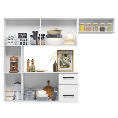Cozinha Compacta Suspensa Juliete 7 Portas 2 Gavetas Branco - Nicioli
