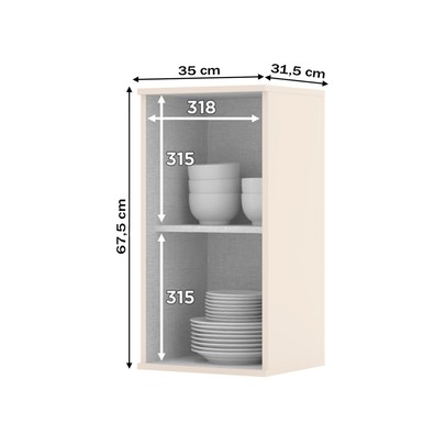 Armário Aéreo Cozinha Connect 1 Porta Off White C51 - Henn
