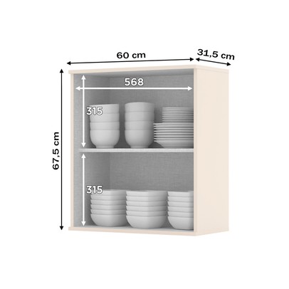 Armário Aéreo Cozinha 60 Cm Connect 1 Porta Off White - Henn
