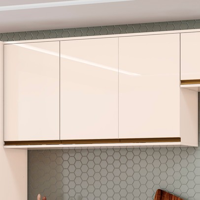 Armário Aéreo Cozinha Connect 3 Portas Off White - Henn