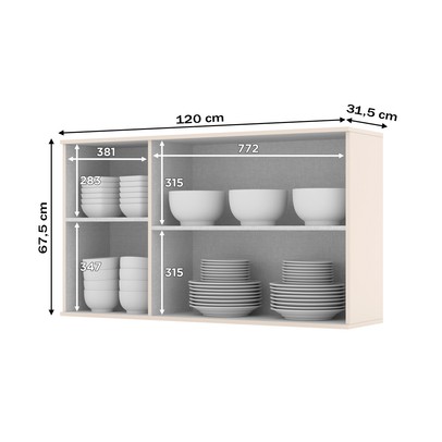 Armário Aéreo Cozinha Connect 3 Portas Off White - Henn