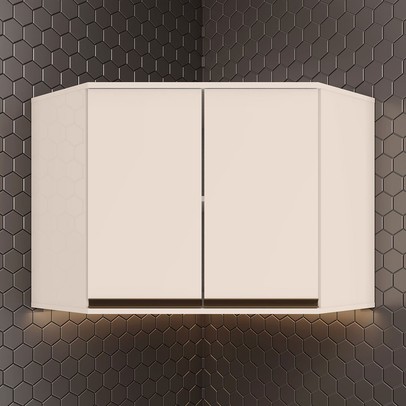Armário Aéreo Cozinha Canto Oblíquo Connect 2 Portas 100% Mdf Off White - Henn