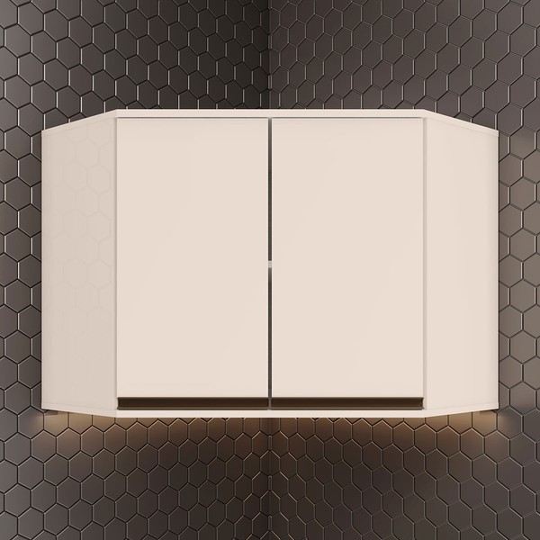 Armário Aéreo Cozinha Canto Oblíquo Connect 2 Portas 100% Mdf Off White - Henn