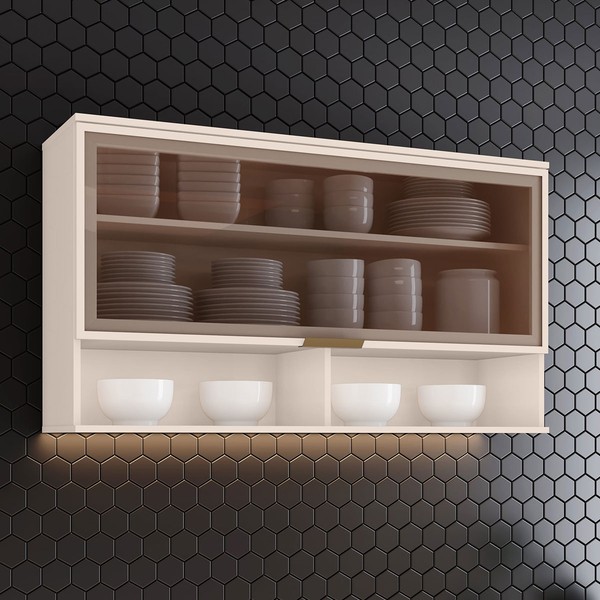 Armário Aéreo Cozinha 120 Cm Connect 1 Porta 100% Mdf Off White - Henn