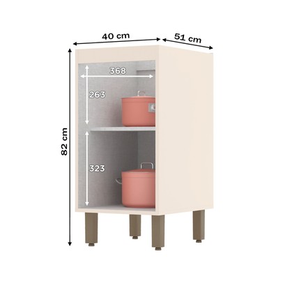 Armário de Cozinha 1 Porta Connect Off White C62 - Henn