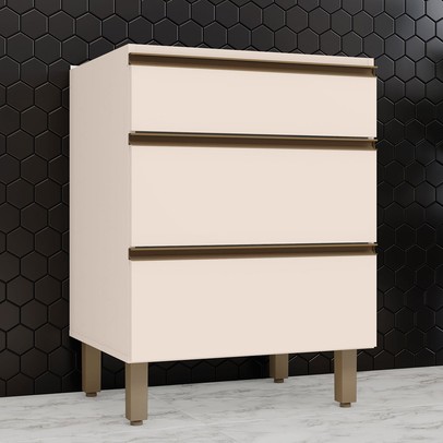 Armário de Cozinha 3 Gavetas Connect Off White C63 - Henn