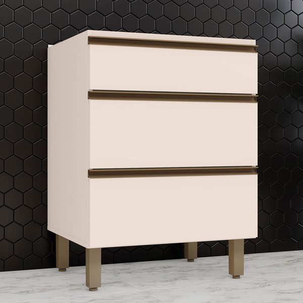 Armário de Cozinha 3 Gavetas Connect Off White C63 - Henn