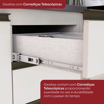 Armário de Cozinha 3 Gavetas Connect Off White C63 - Henn