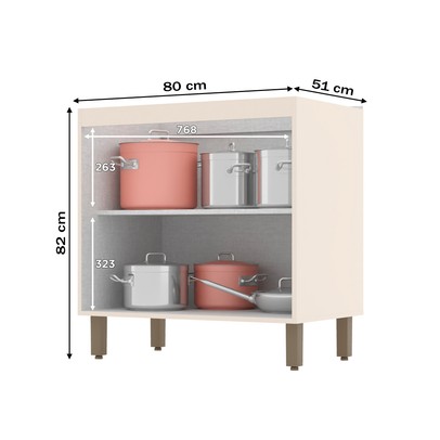 Armário de Cozinha 2 Portas Connect Off White C64 - Henn
