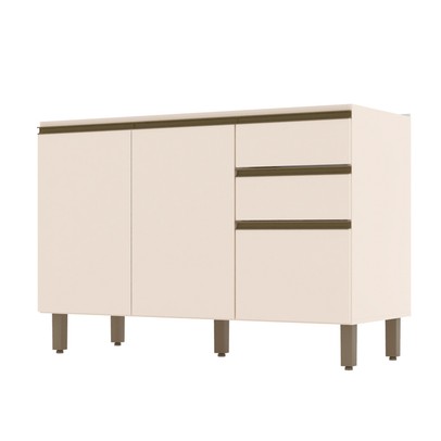 Balcão de Cozinha para Pia 120 Cm Connect 3 Portas 2 Gavetas 100% Mdf Off White C66 - Henn