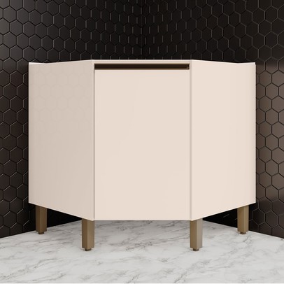 Armário de Cozinha para Canto Oblíquo 1 Porta Connect Off White C67 - Henn