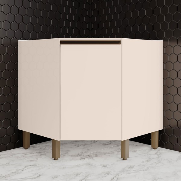 Armário de Cozinha para Canto Oblíquo 1 Porta Connect Off White C67 - Henn