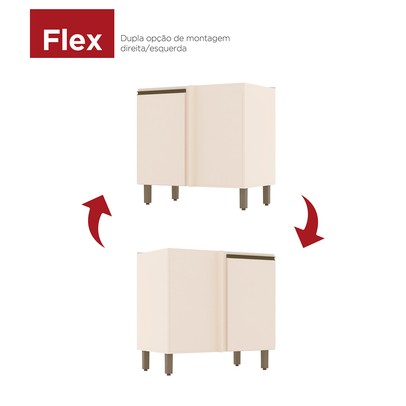 Armário de Cozinha para Canto Reto 1 Porta Connect Off White C68 - Henn