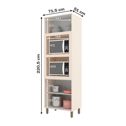 Torre Quente para 2 Fornos 71,5 Cm Connect Off White - Henn