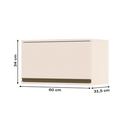 Armário Aéreo Cozinha Connect 1 Porta Basculante Off White - Henn