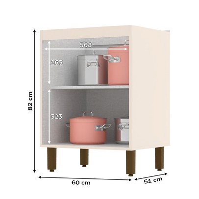 Armário de Cozinha 60 Cm Connect 2 Portas 100% Mdf Off White C78 - Henn