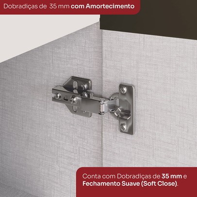 Armário Aéreo Cozinha 120cm Connect 3 Portas 100% Mdf Off White - Henn