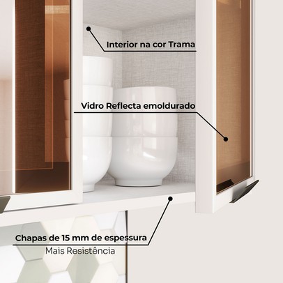 Armário Aéreo Cozinha 120cm Connect 3 Portas 100% Mdf Off White - Henn