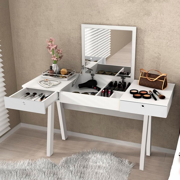 Penteadeira Escrivaninha Pe2002 Branco - Tecno Mobili