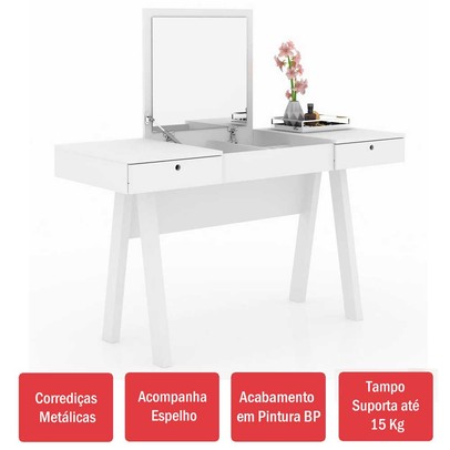 Penteadeira Escrivaninha Pe2002 Branco - Tecno Mobili