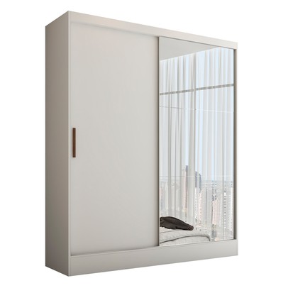 Guarda-Roupa Solteiro Istambul 2 Portas 2 Gavetas com Espelho Branco - Panorama Móveis