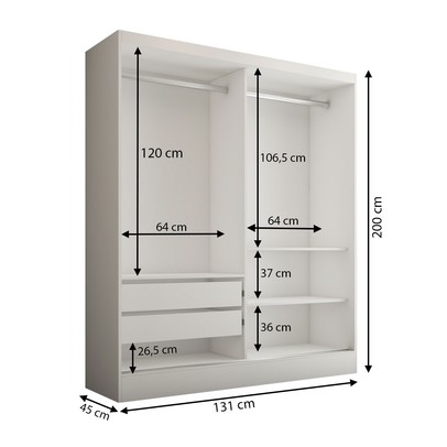 Guarda-Roupa Solteiro Istambul 2 Portas 2 Gavetas com Espelho Branco - Panorama Móveis