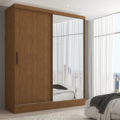 Guarda-Roupa Solteiro Istambul 2 Portas 2 Gavetas com Espelho Naturale Tx - Panorama Móveis