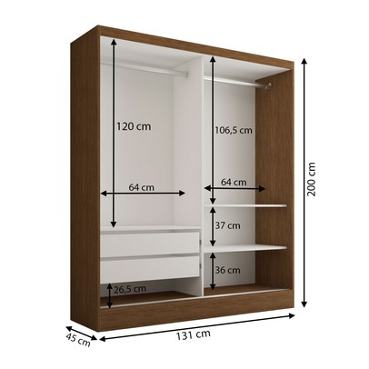 Guarda-Roupa Solteiro Istambul 2 Portas 2 Gavetas com Espelho Naturale Tx - Panorama Móveis