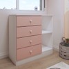 Cômoda Infantil Escotilha 1 Porta 4 Gavetas Branco/Rosa - Panorama Móveis