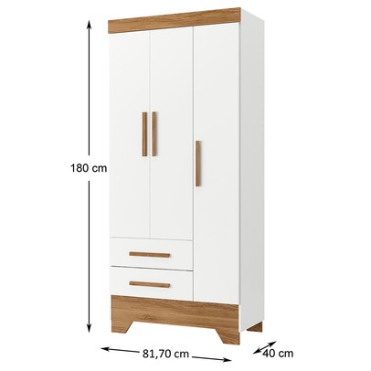 Guarda-Roupa Infantil Doce Sonho 3 Portas 2 Gavetas Branco/Nature - Panorama Móveis