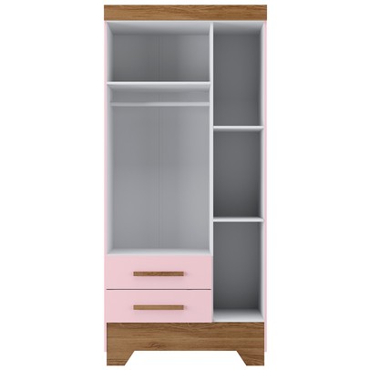 Guarda-Roupa Infantil Doce Sonho 3 Portas 2 Gavetas Rosa/Nature - Panorama Móveis