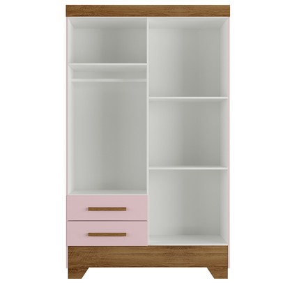 Guarda-Roupa Infantil 4 Portas 2 Gavetas Rosa/Nature - Panorama Móveis