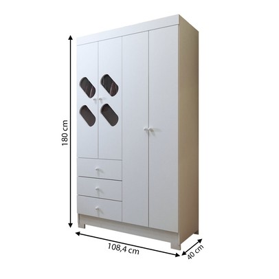 Guarda-Roupa Infantil Escotilha 4 Portas 3 Gavetas Branco - Panorama Móveis
