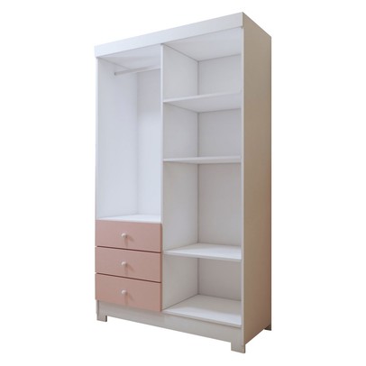 Guarda-Roupa Infantil Escotilha 4 Portas 3 Gavetas Branco/Rosa - Panorama Móveis