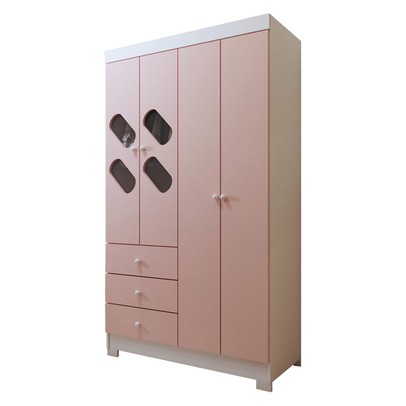 Guarda-Roupa Infantil Escotilha 4 Portas 3 Gavetas Branco/Rosa - Panorama Móveis