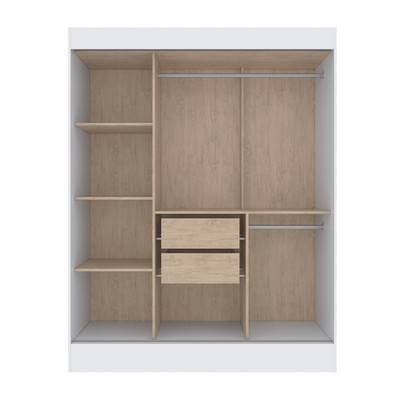 Guarda-Roupa Solteiro Marselha 3 Portas 2 Gavetas com Espelho Branco - Doripel Móveis