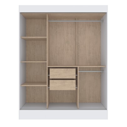 Guarda-Roupa Solteiro Marselha 3 Portas 2 Gavetas Espelhado Branco - Doripel Móveis