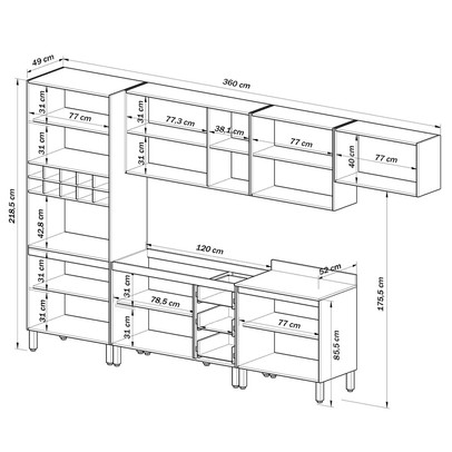 Cozinha Completa Araucária 14 Portas 3 Gavetas Montana/Grafite - Quiditá Móveis