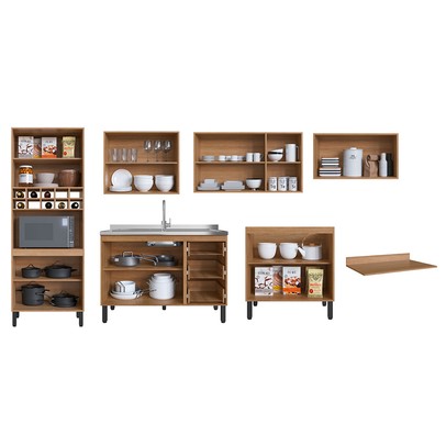 Cozinha Completa Araucária 14 Portas 3 Gavetas Montana/Grafite - Quiditá Móveis