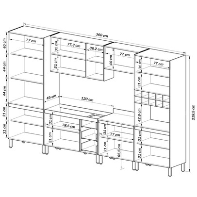 Cozinha Completa Cambará 16 Portas 3 Gavetas Montana/Grafite - Quiditá Móveis