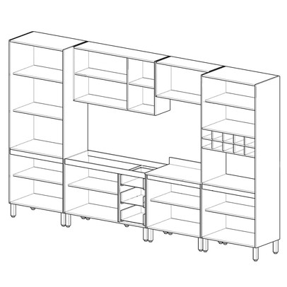 Cozinha Completa Cambará 16 Portas 3 Gavetas Fumê/Grafite - Quiditá Móveis