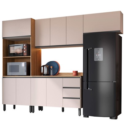 Cozinha Completa Jequitibá 9 Portas 3 Gavetas Montana/Fumê - Quiditá Móveis